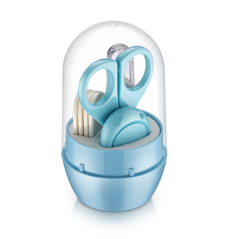 开优米kiuimi婴儿指甲剪新生儿宝宝指甲刀套装防夹肉指甲钳儿童指甲钳安全剪刀蓝色