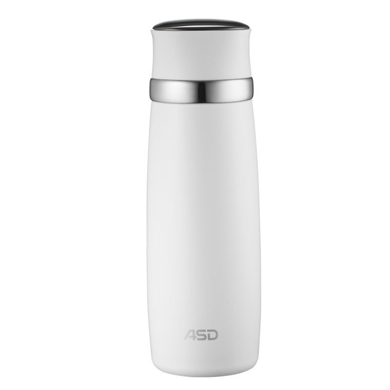 爱仕达(ASD)唯爱永恒智能保温杯400ML 慕丝白/浅海蓝色男女成人大容量带温度显示陶瓷不粘内胆喝水杯触摸智显水温水壶