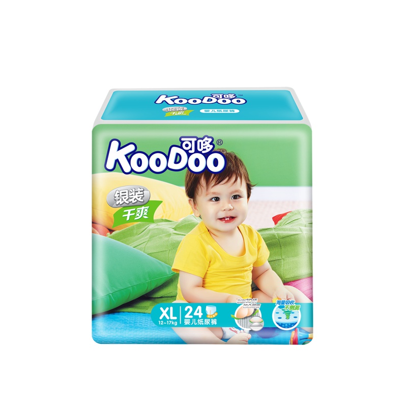 可哆(KooDoo)纸尿裤 银装干爽婴儿尿不湿 加大号XL码24片[12-17kg]