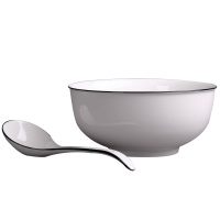 瓷物语北欧简约大汤碗家用碗7英寸大号陶瓷碗面碗新骨瓷带大勺