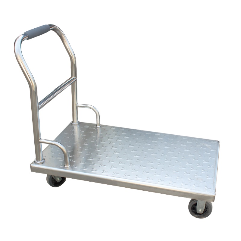 食安库420369 304不锈钢组装式平板车 手推车 可折叠 小号