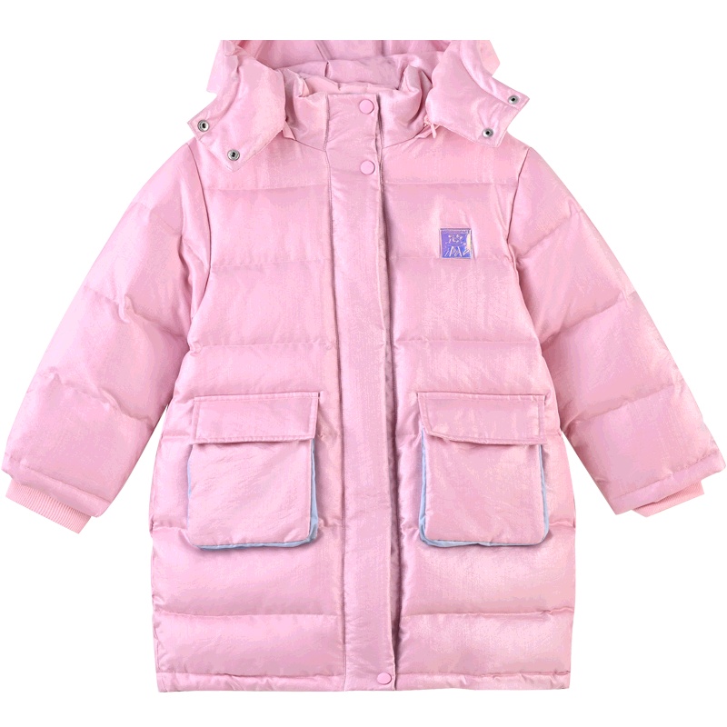 铅笔俱乐部童装女童羽绒服保暖儿童90绒外套带帽防风2023秋冬新款