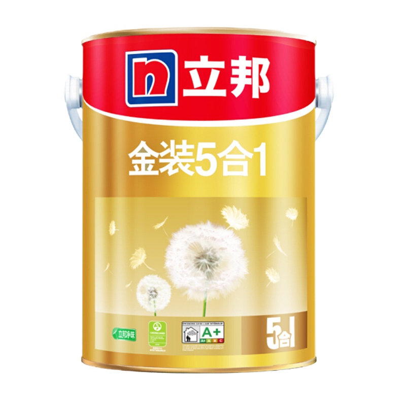 立邦漆 内墙乳胶漆油漆涂料墙面漆白漆白色5kg/桶 五合一 5L