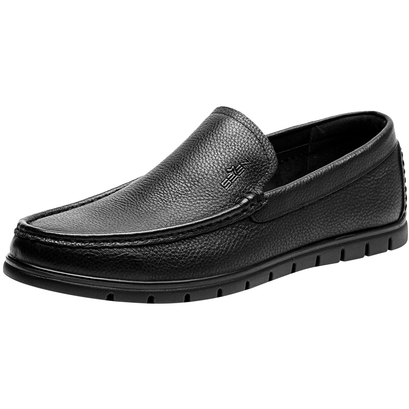 柒牌SEVEN男鞋2020休闲时尚商务男士轻便皮鞋黑色