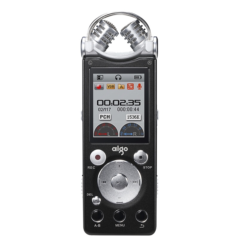 爱国者 R5599 录音笔专业降噪远距离 双麦克 HIFI播放 2100H 8G 黑色(单位:件)