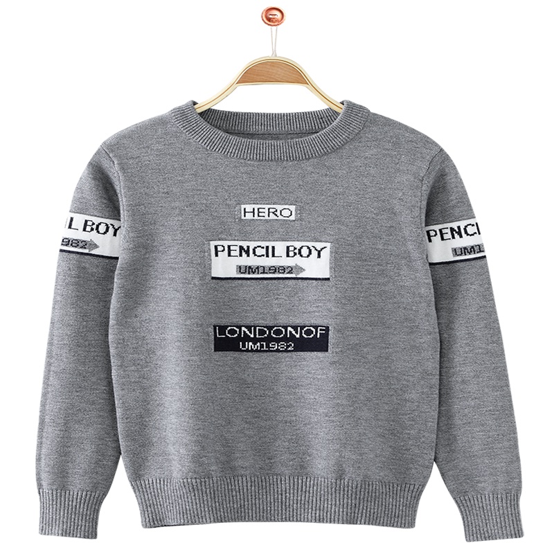 铅笔俱乐部童装2019秋装新款男童毛衫中大童圆领毛衣儿童长袖毛衣