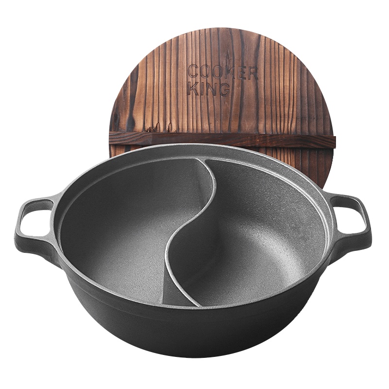 COOKER KING 炊大皇 铁器世家十二号 鸳鸯火锅 T30ATQ12 30cm