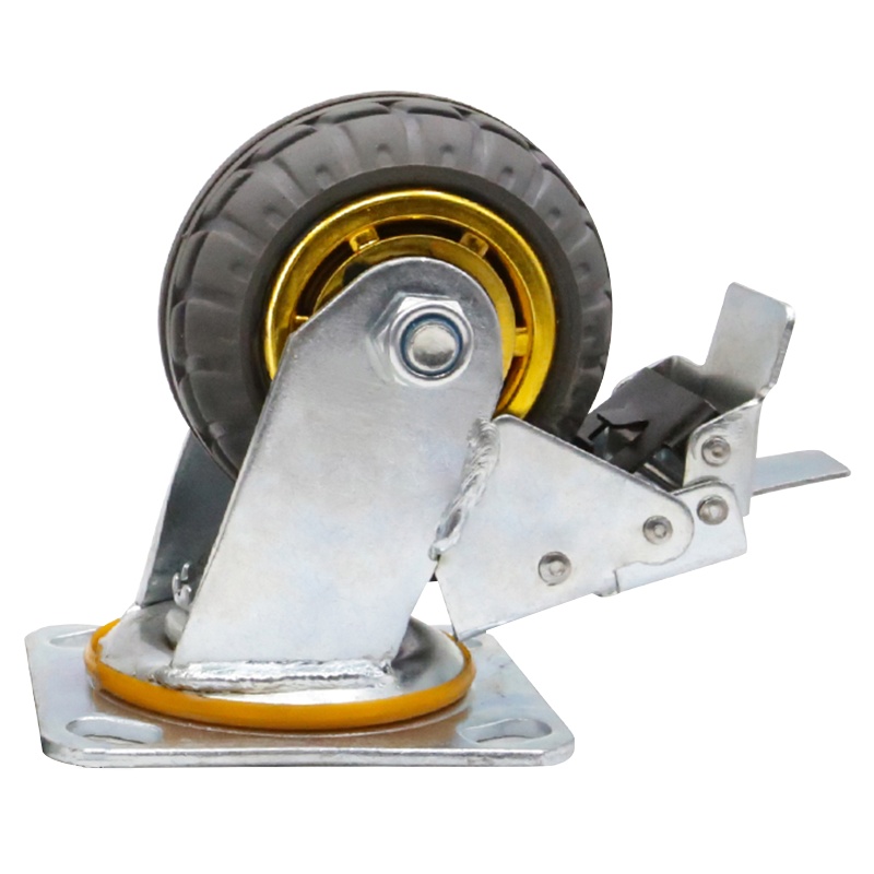 海斯迪克 HK534 高弹力静音脚轮转向轮 工业重型平板车手推车轮橡胶万向轮子 4寸刹车脚轮