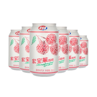 宏宝莱荔枝味老汽水饮料330ml*6罐装 东北特产 果汁网红 碳酸饮料