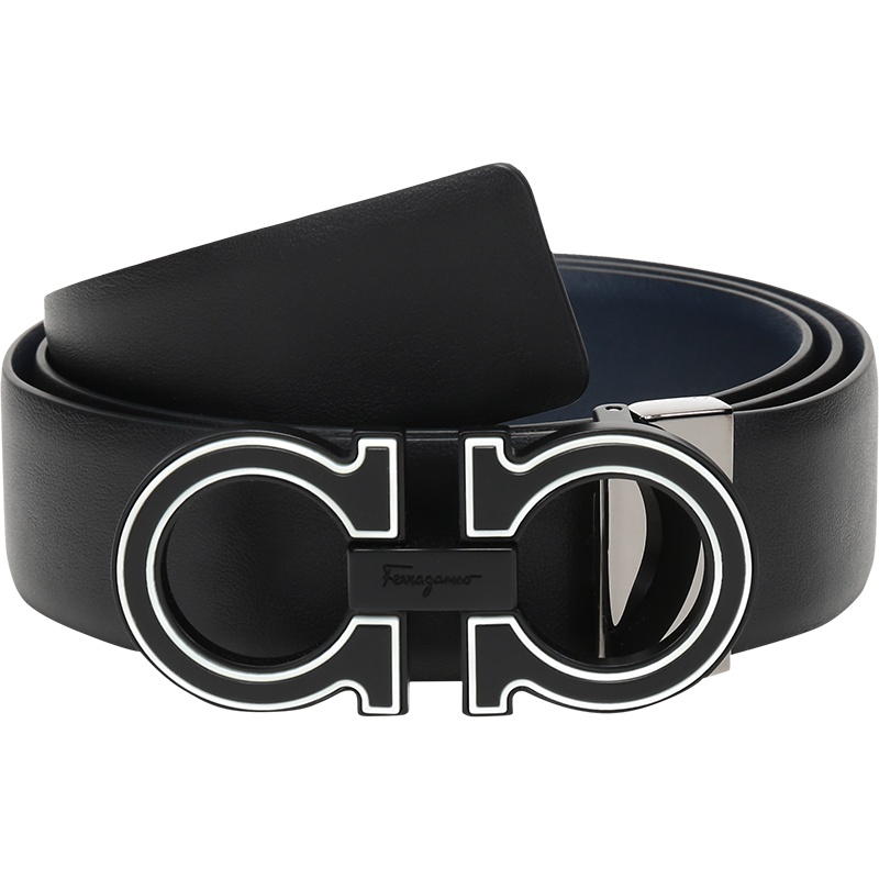 Salvatore Ferragamo 菲拉格慕 男士 牛皮板扣式双面皮带腰带 670028