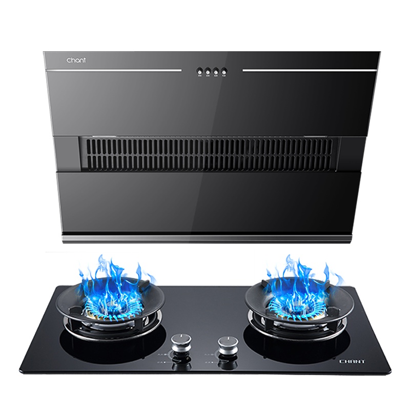 创尔特（Chant） JA62E+N12A 烟灶套餐 侧吸式抽油烟机灶具套装 烟灶厨房二件套 玻璃面板灶具 液化气