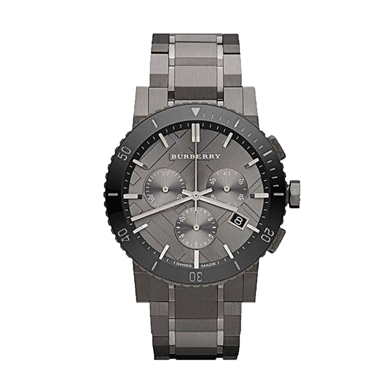 巴宝莉（BURBERRY）手表 钢带圆盘日历情侣表男表BU9381 灰色