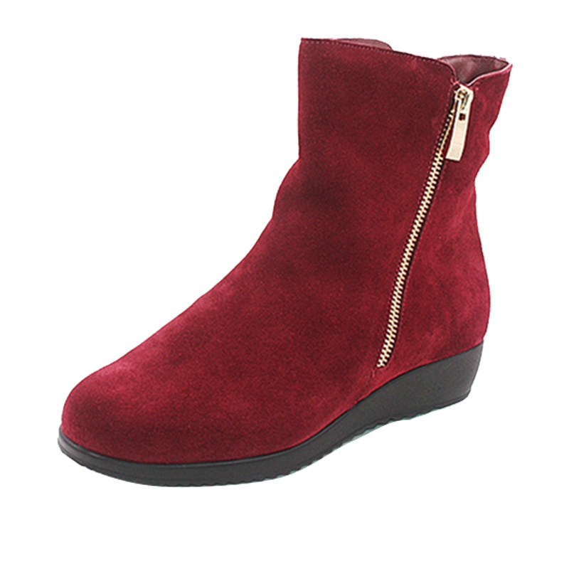 Mileno/米莲诺冬季简约百搭绒面牛皮女短靴健康舒适妈妈鞋M164591