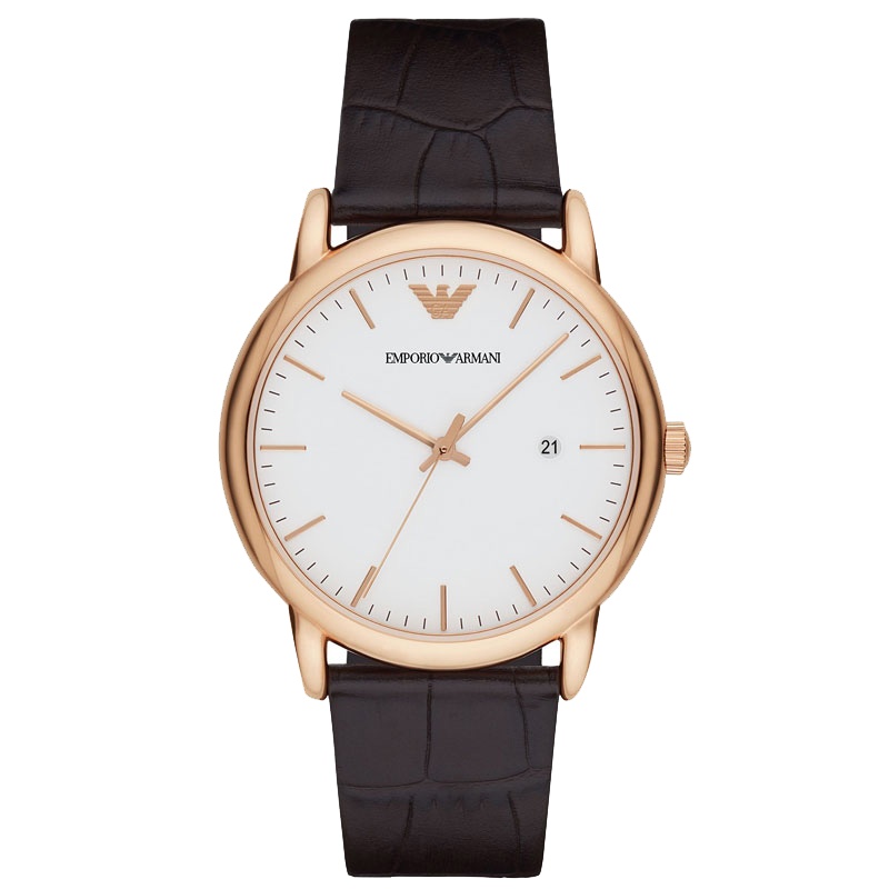 阿玛尼（Emporio Armani) 手表 皮质表带经典时尚简约休闲石英表 男 AR2502
