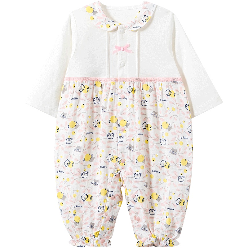 哈贝比（happyB）婴儿衣服春秋外出服初生儿纯棉爬爬服女宝宝长袖连体衣