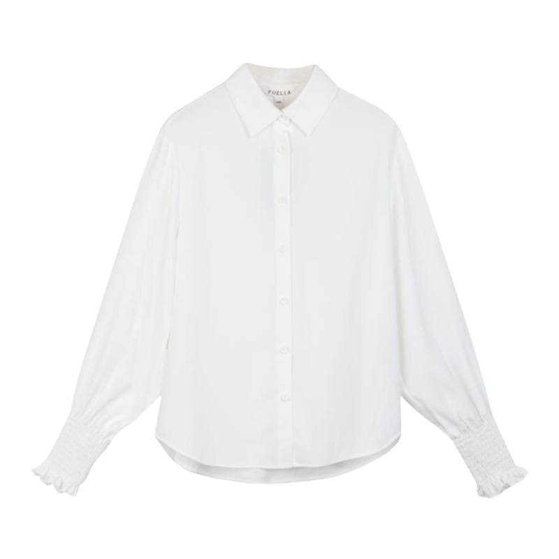 【热卖】白色长袖衬衫女宽松韩版复古2019春夏新款chic休闲v领0衬衣上衣20011635