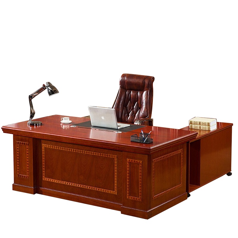 [藏书阁]油漆大班台 老板桌组合贴实木皮总裁桌经理主管办公桌办公家具
