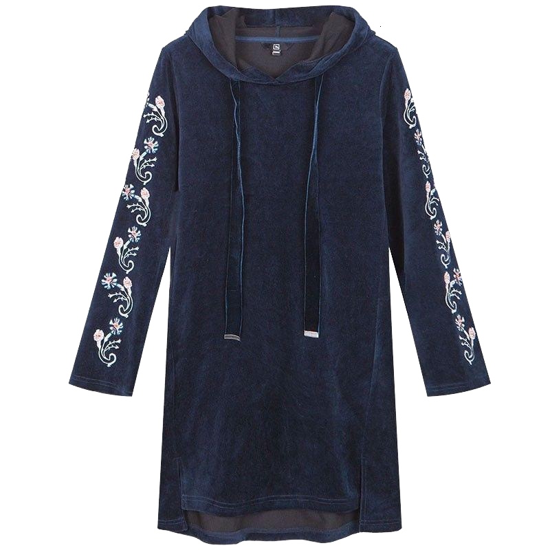 拉夏贝尔 7M慵懒风卫衣裙子女长袖早秋韩版宽松修身刺绣秋装新款季连衣裙70009219