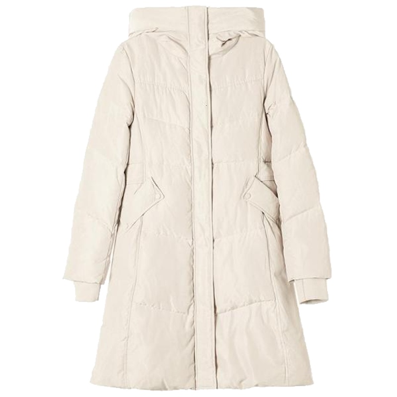 拉夏贝尔欧货羽绒服女士中长款2019冬季韩版宽松学生过膝鸭绒连帽外套30084062