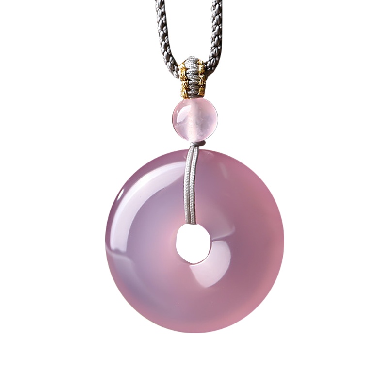 玉髓吊坠 浅紫色平安扣圆环玉坠挂件