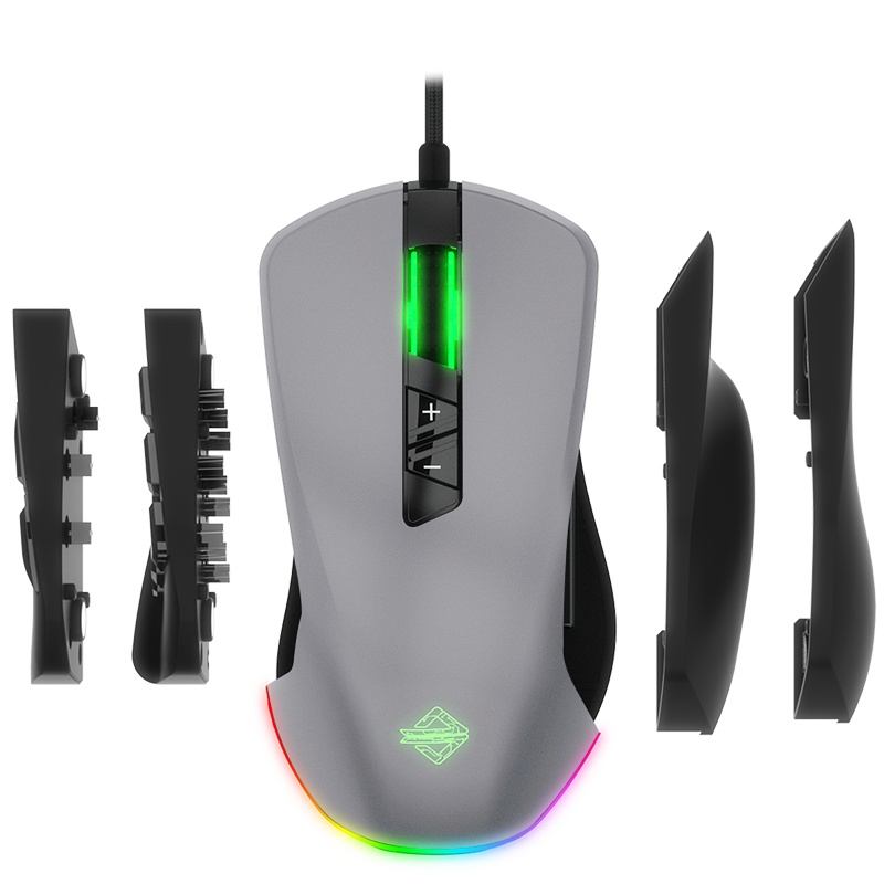 黑爵(AJAZZ)GTI鼠标 有线鼠标 游戏鼠标 MMORPG鼠标 吃鸡鼠标 模块可编程 压枪宏 魔兽世界9键 灰色