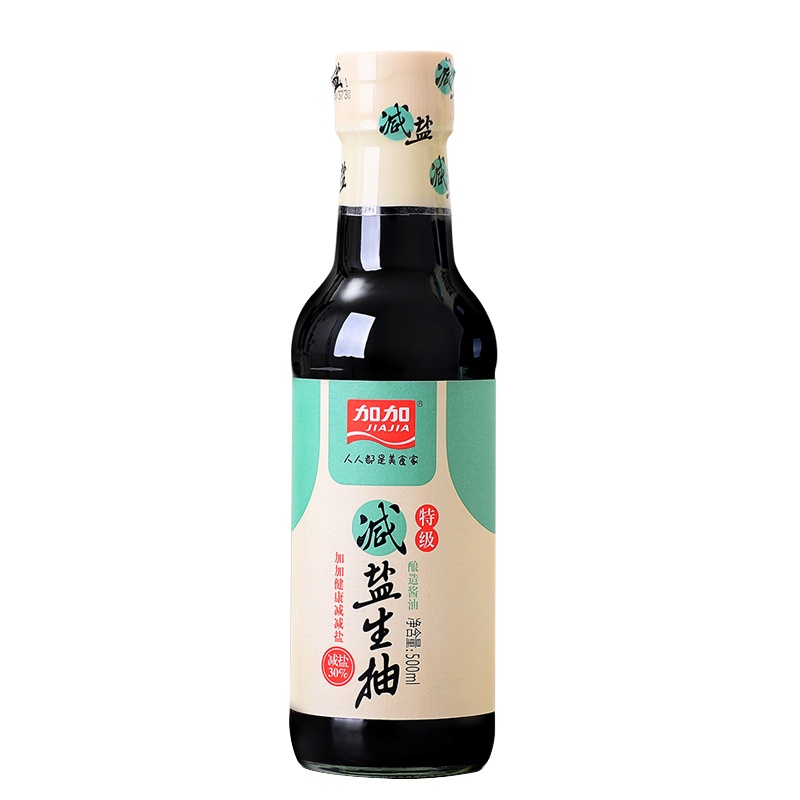 加加 特级减盐生抽 500ml 薄盐酱油 酿造酱油 减盐30% 滋味醇厚 生抽 优质大豆 酱油 调味品