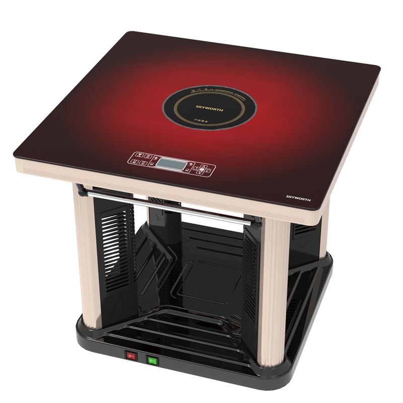 电暖桌子多功能取暖桌烤火炉方形茶几家用电暖炉电烤火桌取暖器智能防爆玻璃电陶炉美诚凯辉M80A渐变红旗舰版