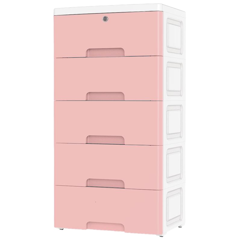 多层收纳箱闪电客塑料抽屉式收纳柜儿童储物柜子宝宝衣柜婴儿玩具整理箱 加大加高60面宽马卡龙 6层