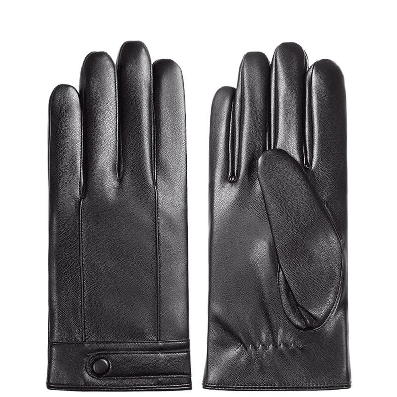 南极人皮手套男冬季骑行防风保暖加绒加厚摩托车开车触屏男士手套NJR739652 黑色 L