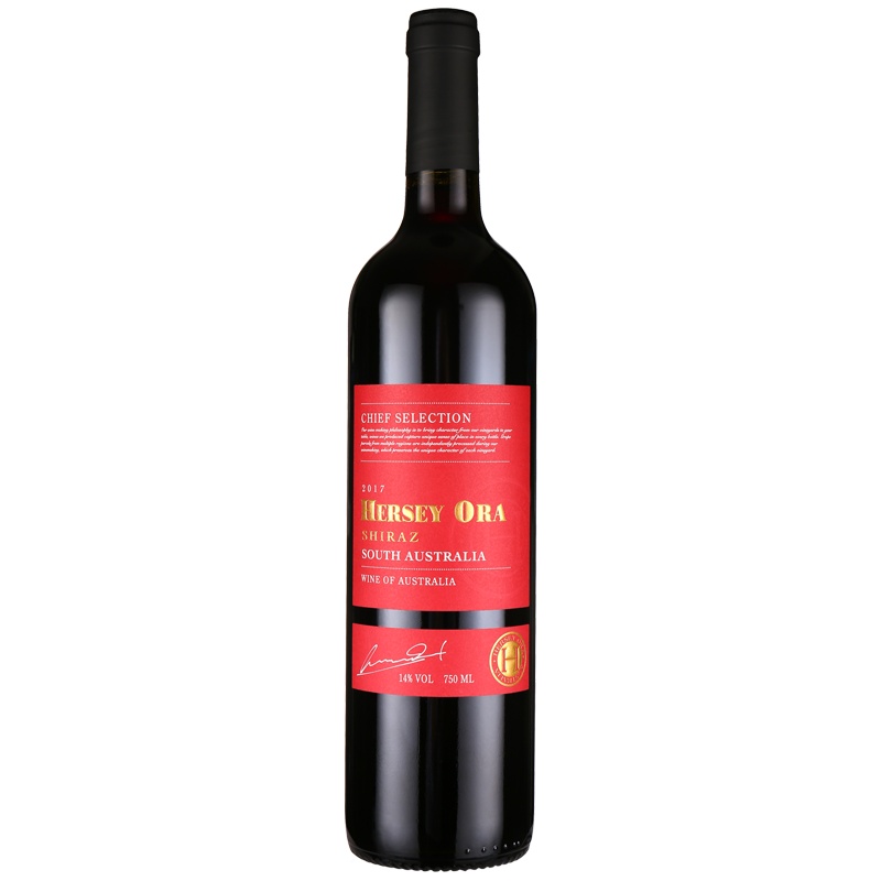 澳大利亚原瓶进口赫西奥拉(Hersey ora)红酒南澳首席特选老藤西拉西拉子设拉子干红葡萄酒750ml单支装
