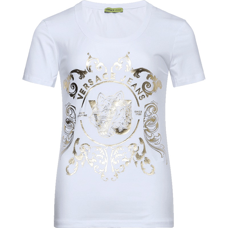 Versace JEANS 范思哲 女士图案棉质圆领短袖T恤衫 B2HTA7TA 30107