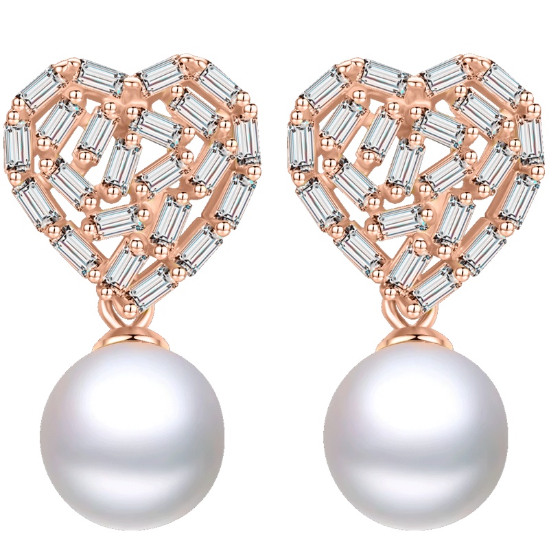 佰色传情珍珠耳环女纯银2019新款潮心形气质耳钉高级感