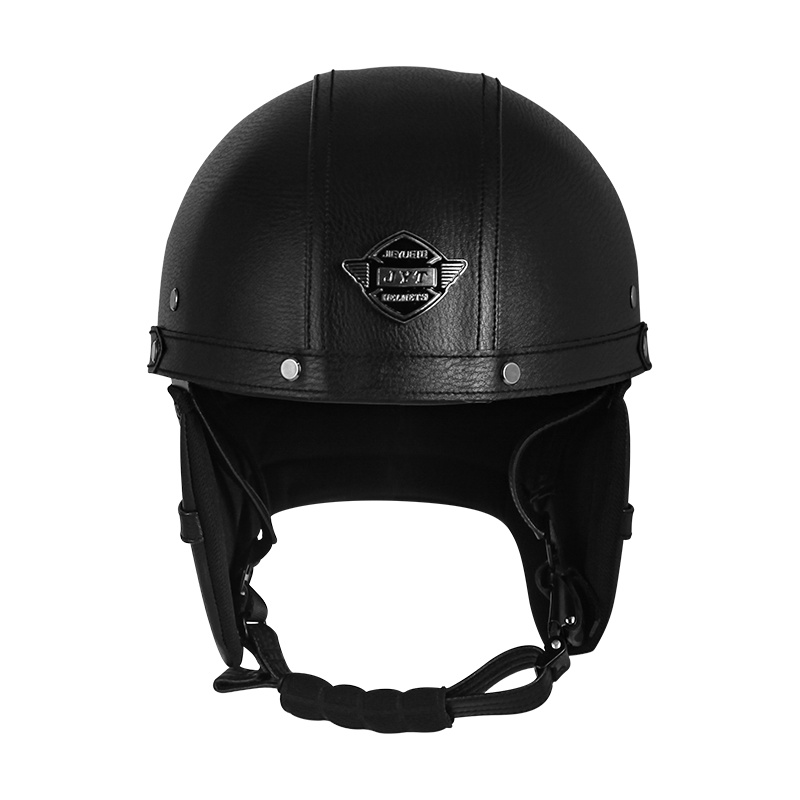 德式头盔四季男女哈雷复古电动机车头盔摩托车半盔皮围脖