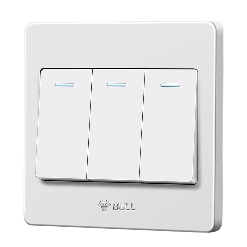 公牛(BULL)G07K312Y 开关插座面板3开三开双控开关面板三联三位双控 单位:个