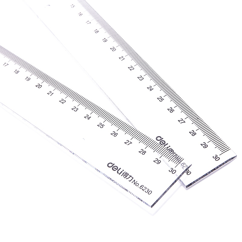 得力（deli）6230 30cm办公通用直尺 测量绘图尺子 办公用品 5把装