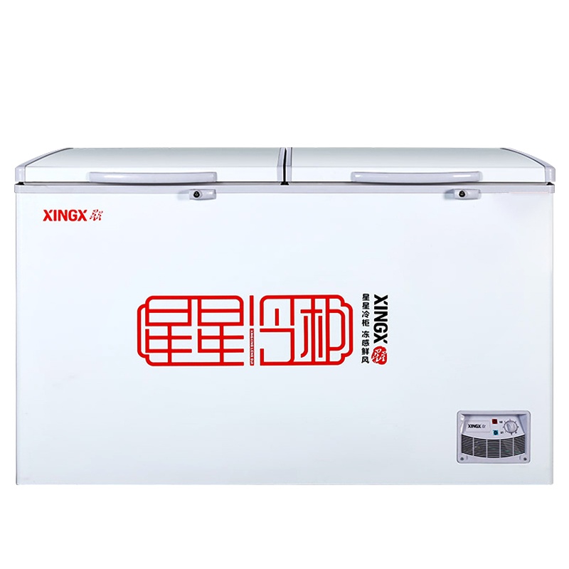 星星(XINGX)BCD-370E 厨房商用保鲜设备 370升家用冰柜 冷柜 商用 冷藏冷冻双温双箱冰柜 顶开门