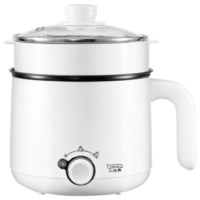 小浣熊电煮锅HM-60C-B-BZZL-MB不粘锅蒸笼款内胆宿舍学生煮面小锅寝室神器迷你火锅两档功率家用多功能小电锅