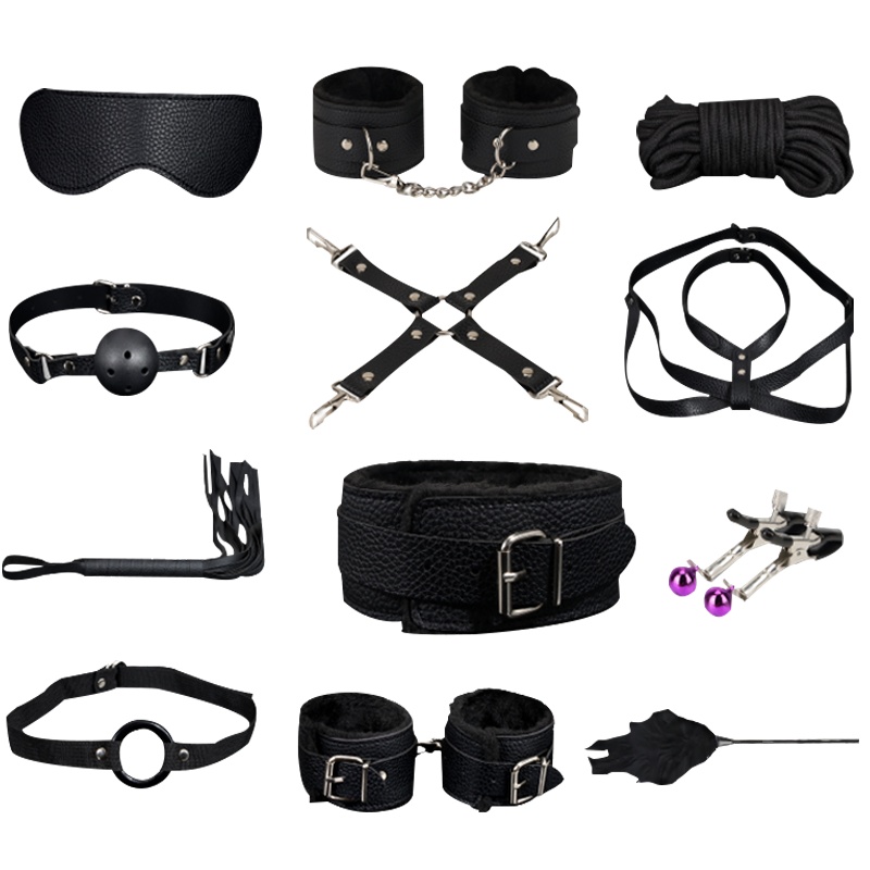 云掌柜SM套装12件套(黑色)调情趣用品sm捆绑式手铐皮鞭子玩具高潮夫妻女用具套装性工具道具