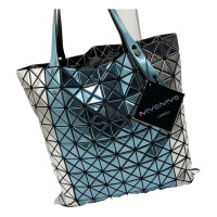 菱格三宅世家(MVO MVO LGSZSJ)几何菱格手提包女士折叠单肩包10格双拼色休闲女包