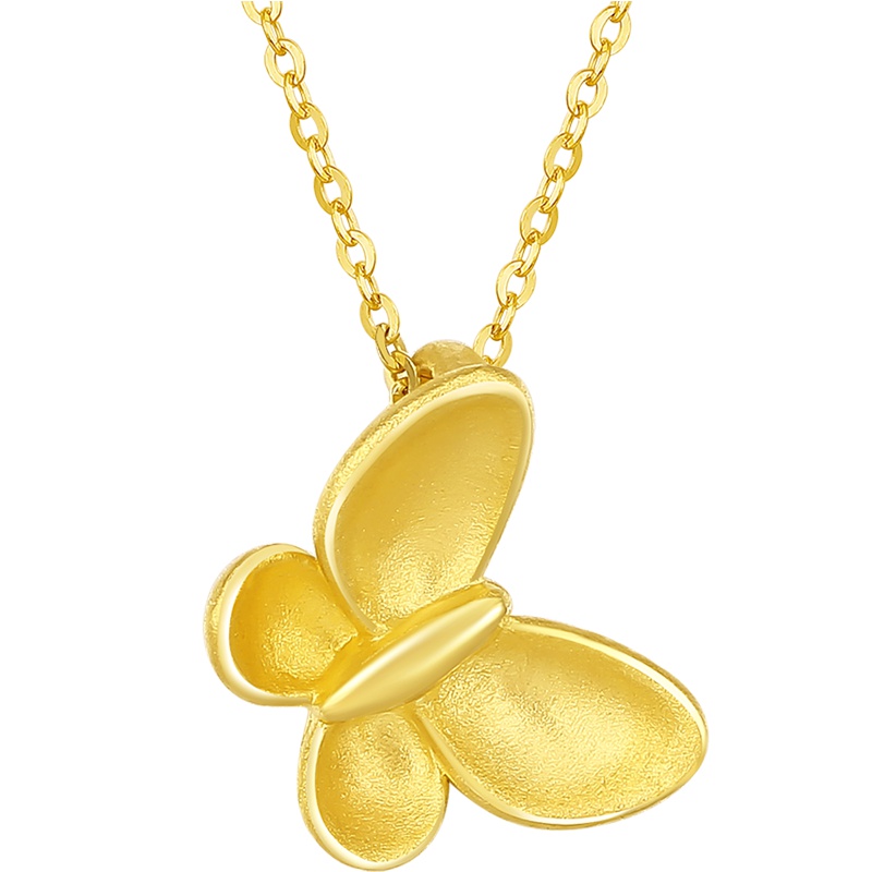 周大生黄金饰品黄金吊坠女正品足金蝴蝶锁骨链挂坠可配项链新款时尚项坠女士珠宝首饰