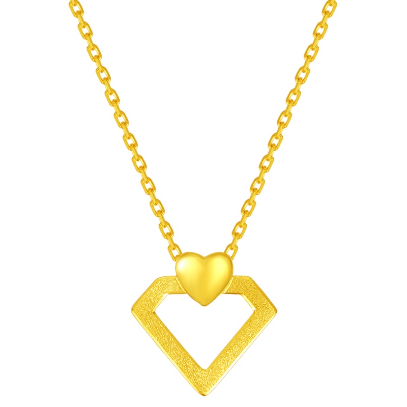 金一 足金999黄金精品钻入心间款黄金项链时尚套链送女士(计价)ABC025