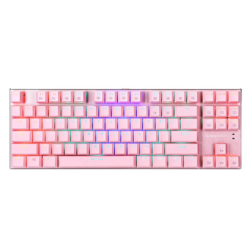 雷神(THUNDEROBOT) 游戏机械键盘87键 背光 吃鸡电竞电脑办公有线键盘[粉色K750C-青轴]