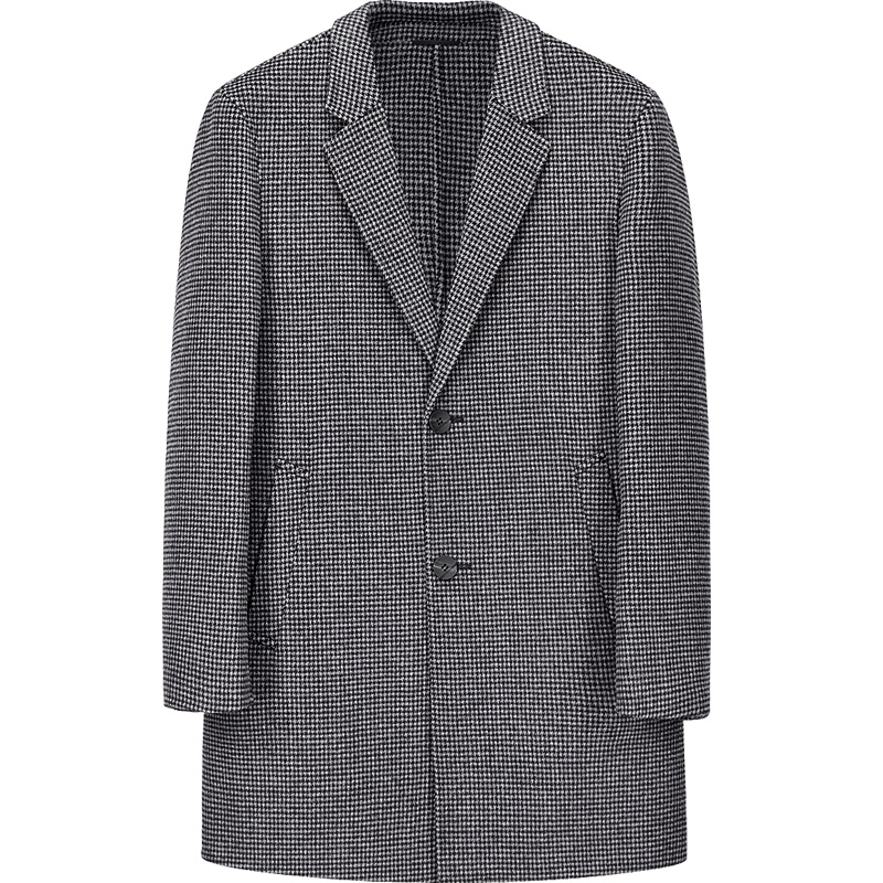 HLA海澜之家时尚千鸟格大衣2019秋季保暖舒适双面呢外套男 HWDAD3R110A