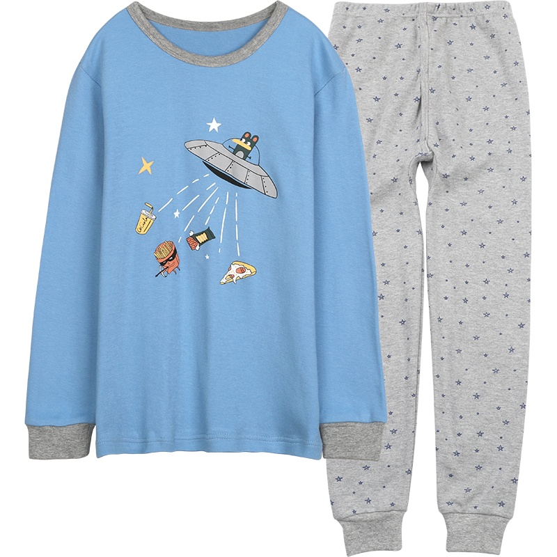 红豆儿童中大童内衣套装男童低圆领纯棉儿童睡衣两件套全棉保暖内衣男童秋衣秋裤套装