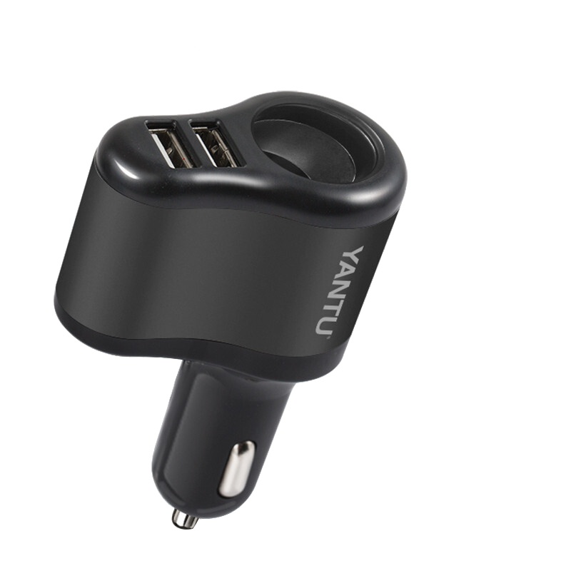 [苏宁自营]沿途(Yantu)车载充电器 A58黑色 电压监测车充一拖二usb转接口 多功能汽车点烟器