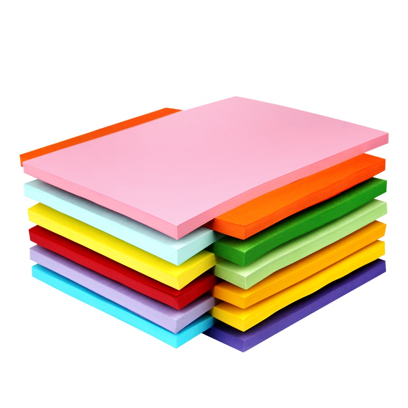 得力deli彩色a4打印纸彩色卡纸80g彩色复印纸红黄蓝绿粉紫手工折纸100张彩纸橙色