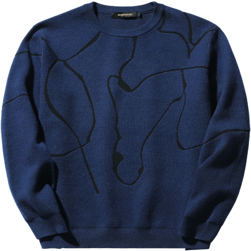 千纸鹤男装毛衣2019秋季新款套头毛衫休闲修身撞色针织衫男50067