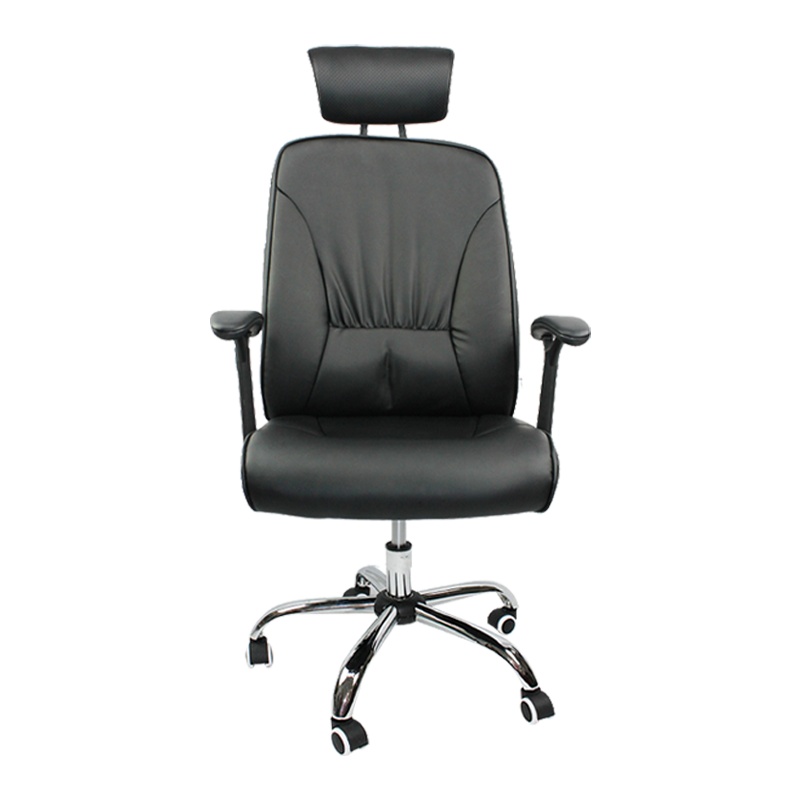 [理政]办公椅 办公家具 皮质带头枕职员椅 可升降可旋转电脑椅 舒适透气皮椅