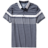 千纸鹤翻领polo衫男2019春夏男士商务休闲条纹短袖上衣25055