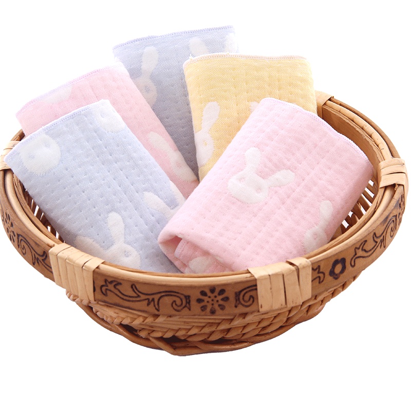 图强纯棉纱布方巾挂钩 吸水小毛巾宝宝童巾面巾婴儿口水巾宝宝喂奶巾